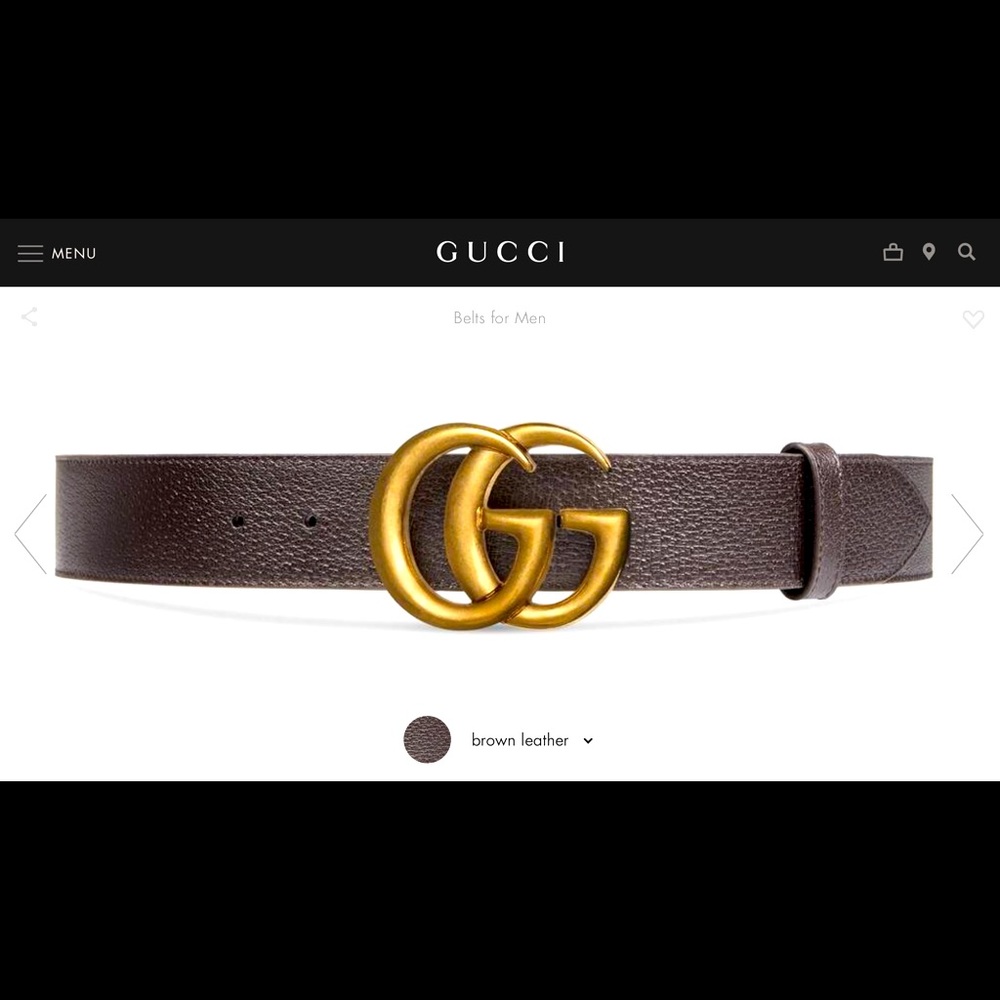 Men’s Gucci brown leather belt/Double G buckle